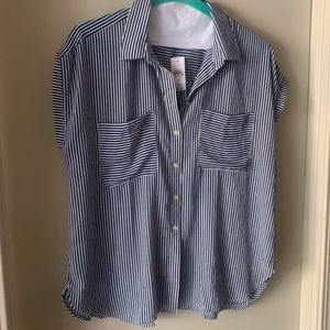 NWT Capped Sleeve Striped Blouse